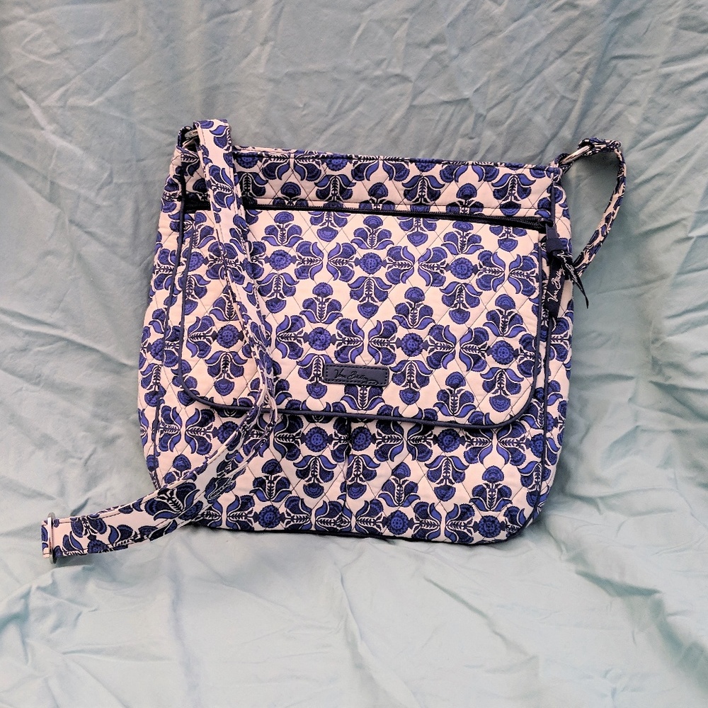 Vera Bradley Double-Zip Mailbag in Cobalt Tile
